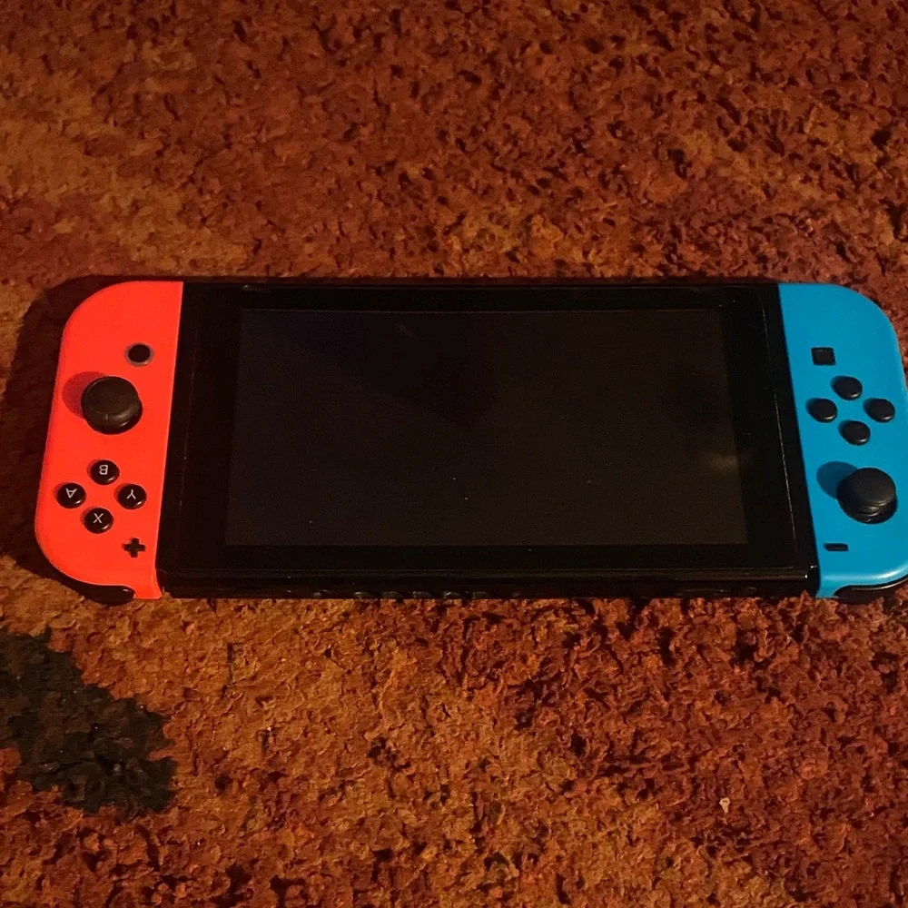 Nintendo Switch with Neon Red and Blue Joy-Con